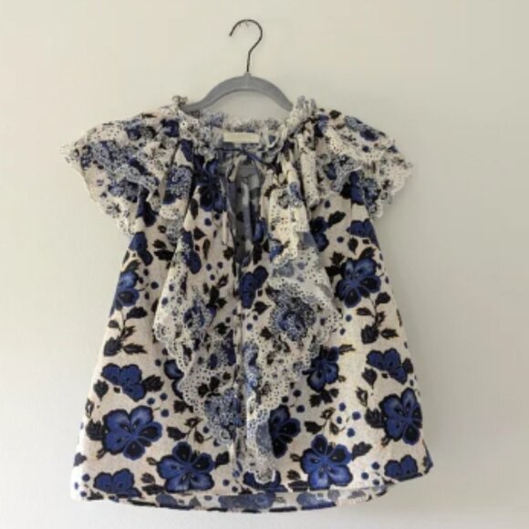 Ulla Johnson Lora Top Floral Lace Ruffle Top Ties Flutter - Picture 1 of 7